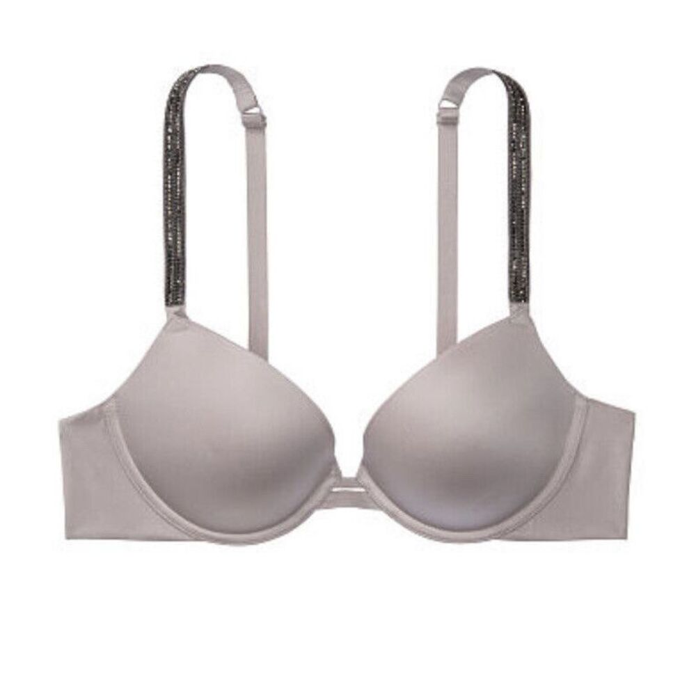 Victoria's Secret Very Sexy Push-up Bra Rhinestone Shine Straps 38C Pebble NWT - Picture 3 of 6